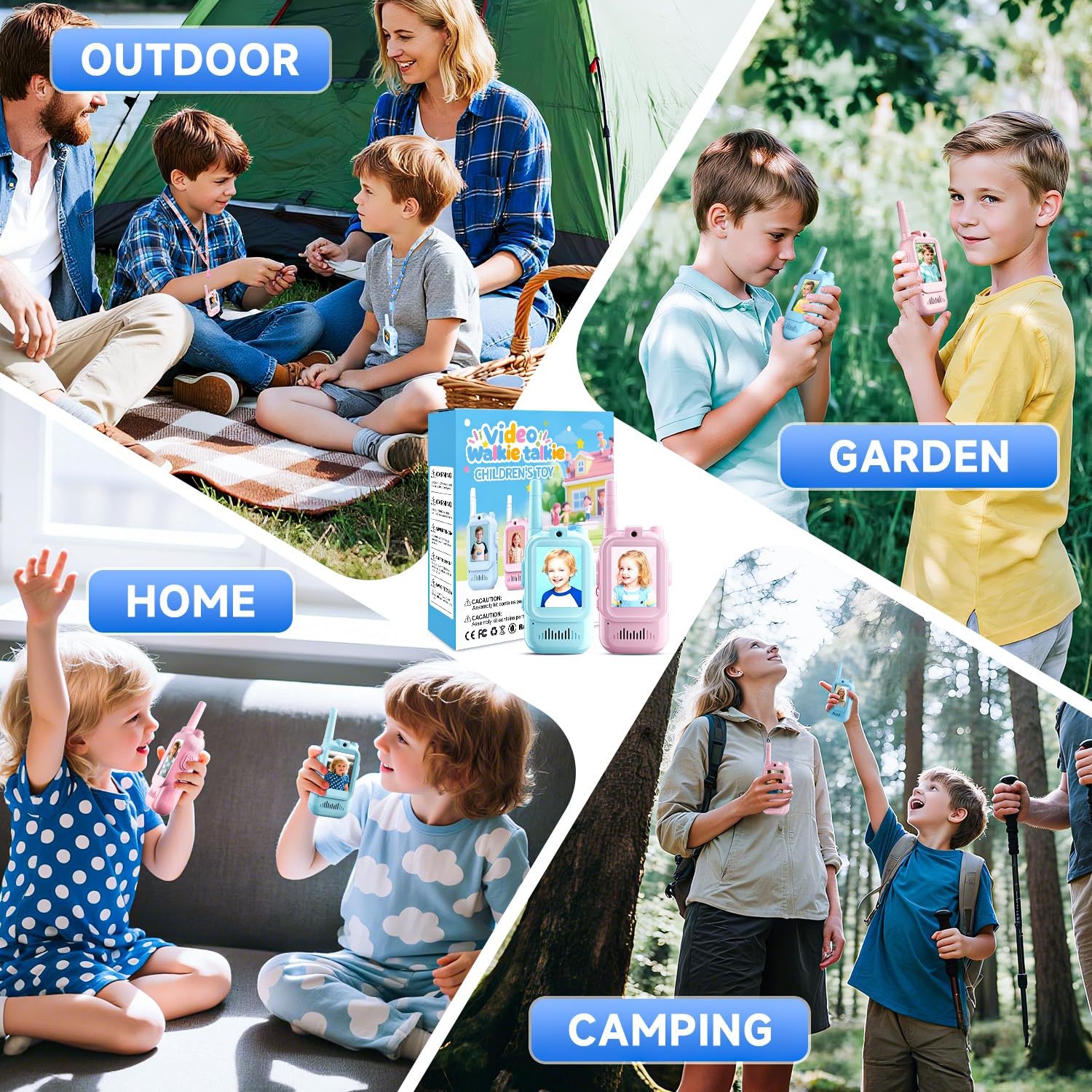 2-Pack Mini Wireless Video Intercom Set for Children(Blue & Pink) view 5