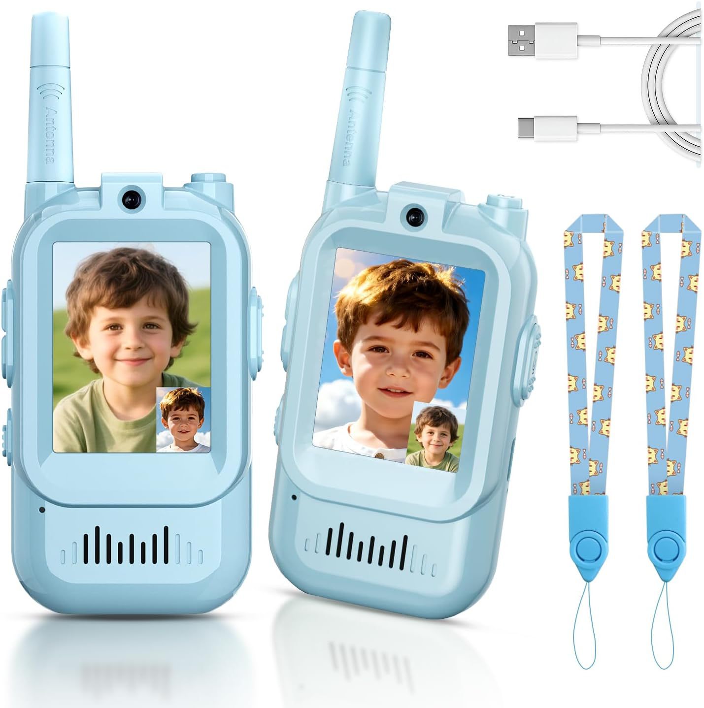 2-Pack Mini Wireless Video Intercom Set for Children(Blue) - Educational and — image 1