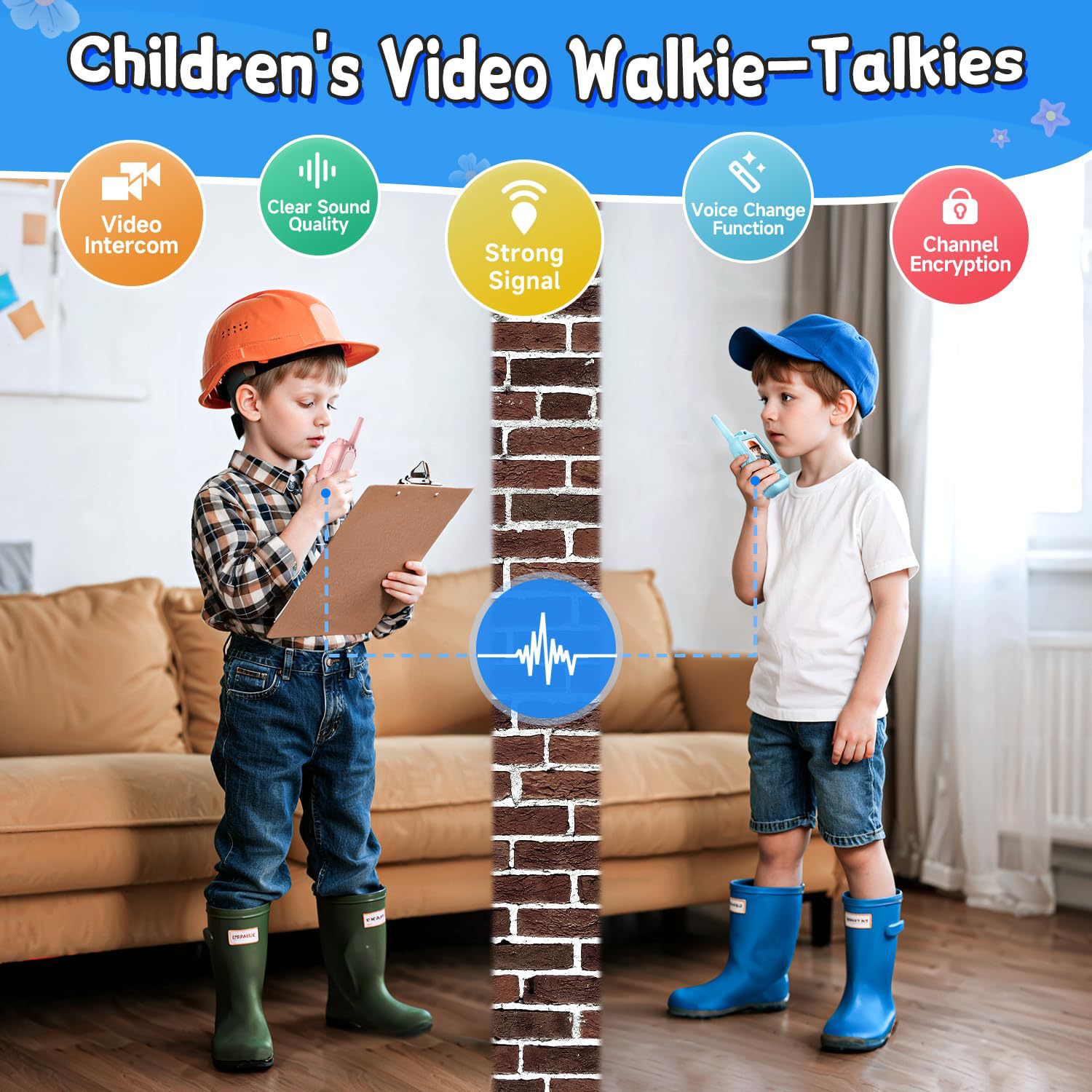 2-Pack Mini Wireless Video Intercom Set for Children(Blue) - Educational and view 4
