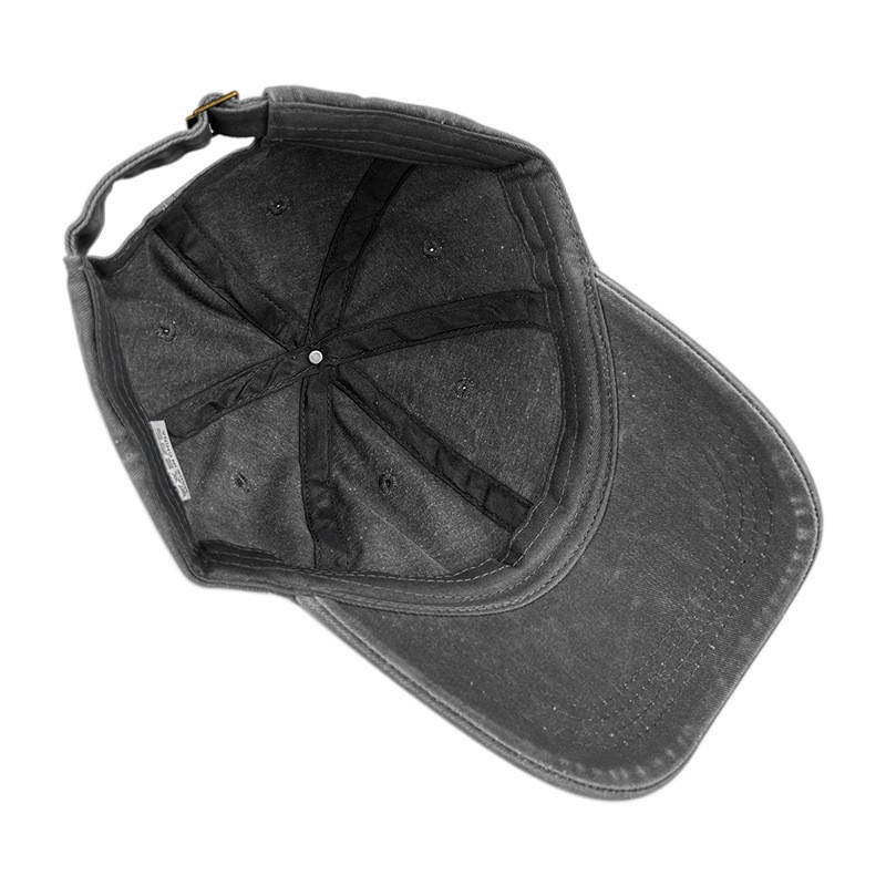 Red Washed Cotton Baseball Cap with Cat Print - Spring/Summer Casual view 3