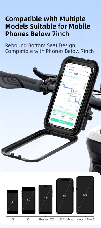 Black Bicycle Waterproof Phone Holder - Handlebar Mount with Sensitive Touch view 4