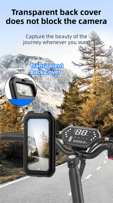 Black Bicycle Waterproof Phone Holder - Handlebar Mount with Sensitive Touch view 5