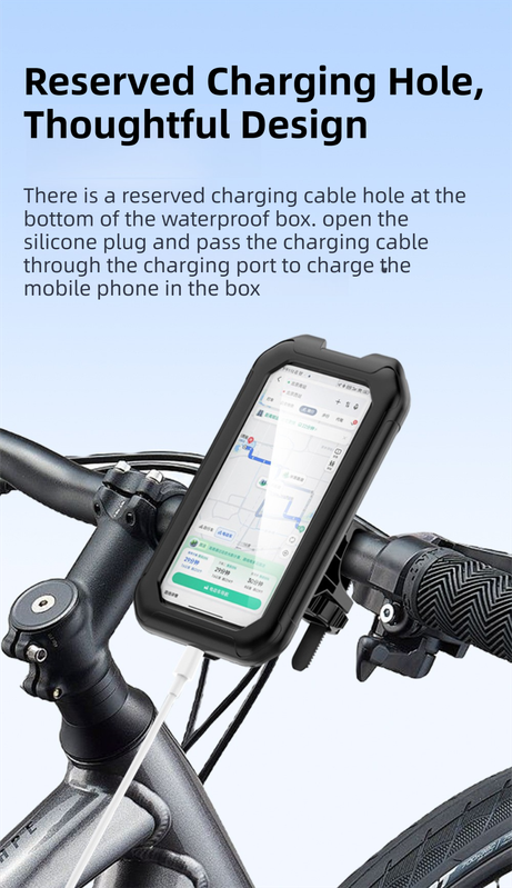 Black Bicycle Waterproof Phone Holder - Handlebar Mount with Sensitive Touch view 6