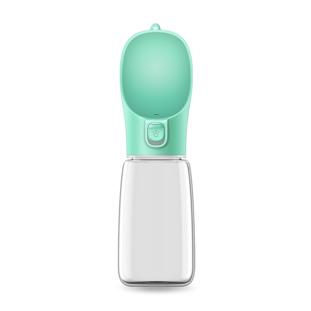 Green Portable Dog Water Bottle and Drink Feeder - 550ml Pet Travel Water Cup