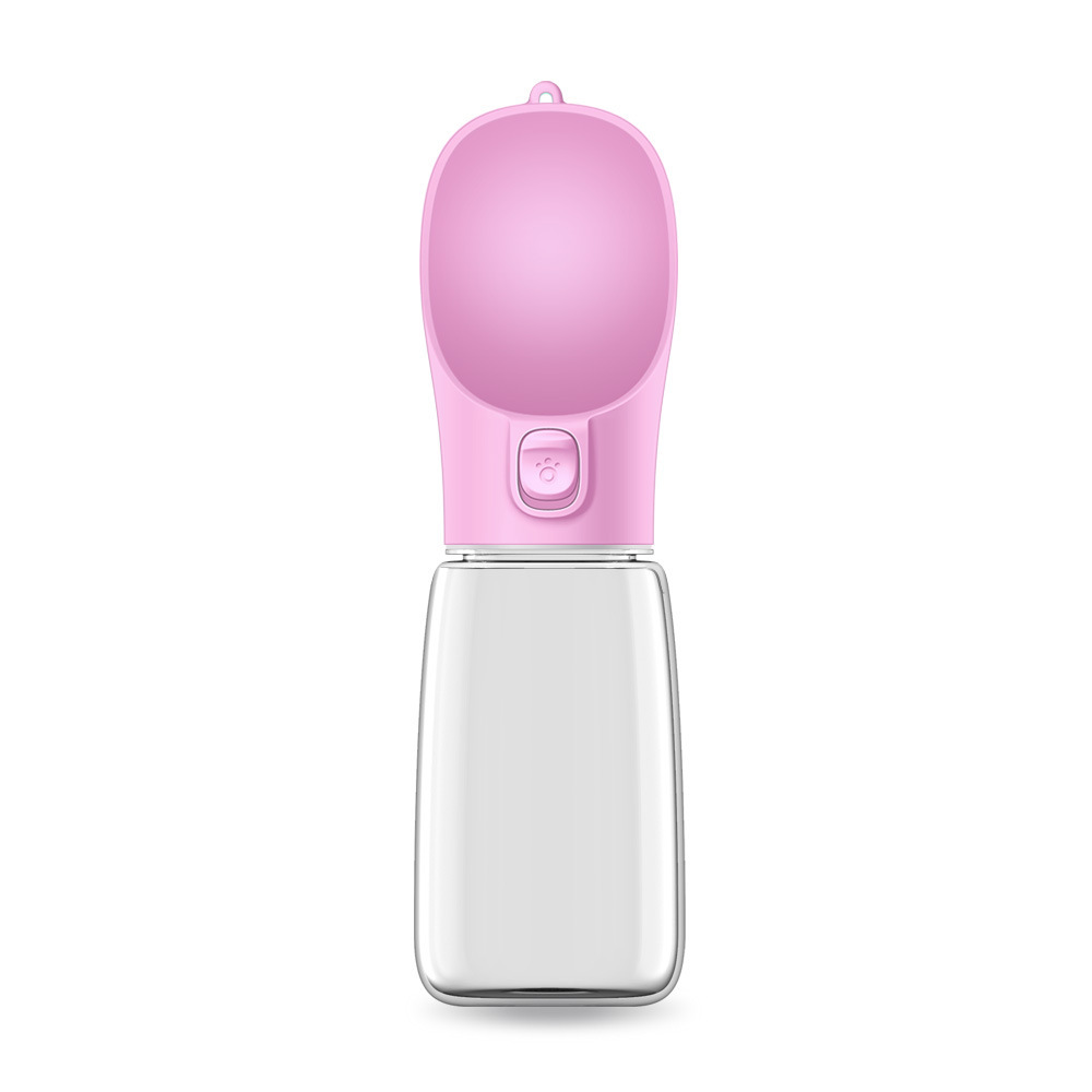 Pink Portable Dog Water Bottle and Drink Feeder - 550ml Pet Travel Water Cup