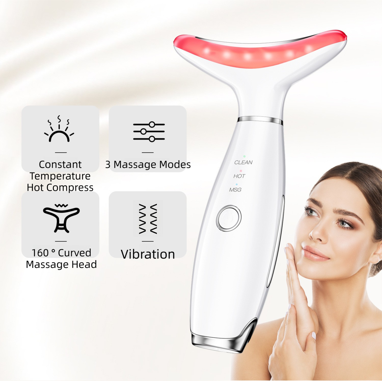 White Color Light Therapy Beauty Tool and Neck Massager - Essence Infusion view 3