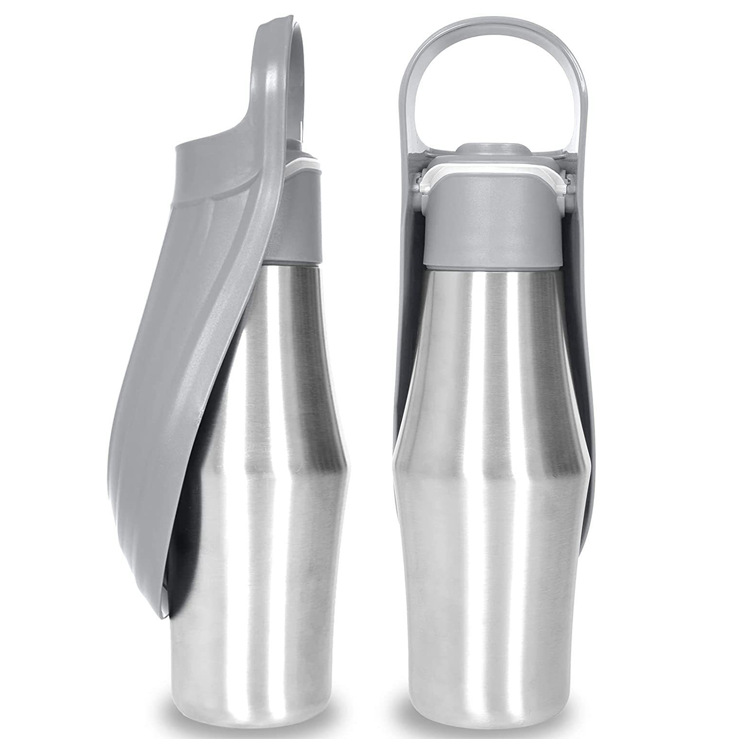Grey 27oz Food-Grade 304 Stainless Steel Pet Water Bottle - Portable Dog and