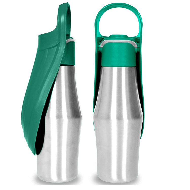 Dark Green 27oz Food-Grade 304 Stainless Steel Pet Water Bottle - Portable Dog