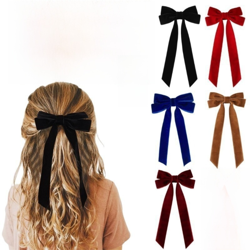 Luxury Velvet Bow Hair Clip Set (10 Pcs) - Simple Fashion Accessory for
