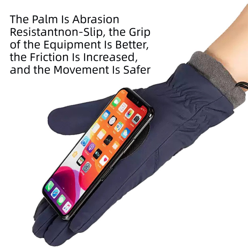 2-Pair Black Thermal Winter Gloves for Men and Women - Waterproof Windproof & view 3