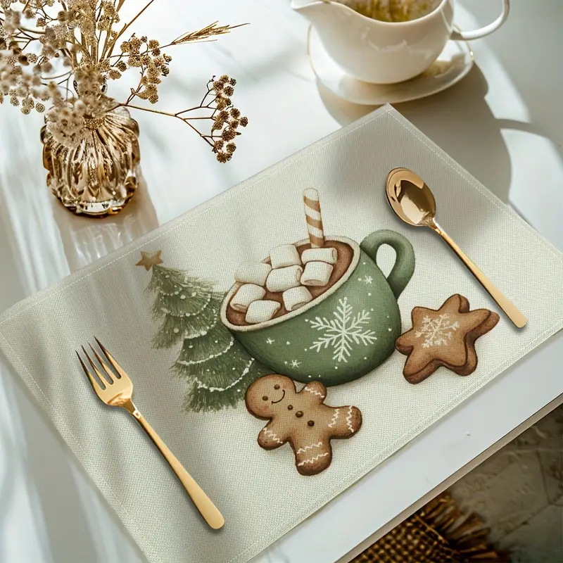 4-Pack Festive Printed Insulated Placemat for Australian Summer Holidays