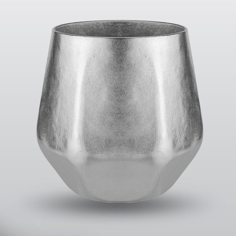 Crystal Finish Double-Walled Hexagonal Pure Titanium Mug - 250ml Insulated Beer