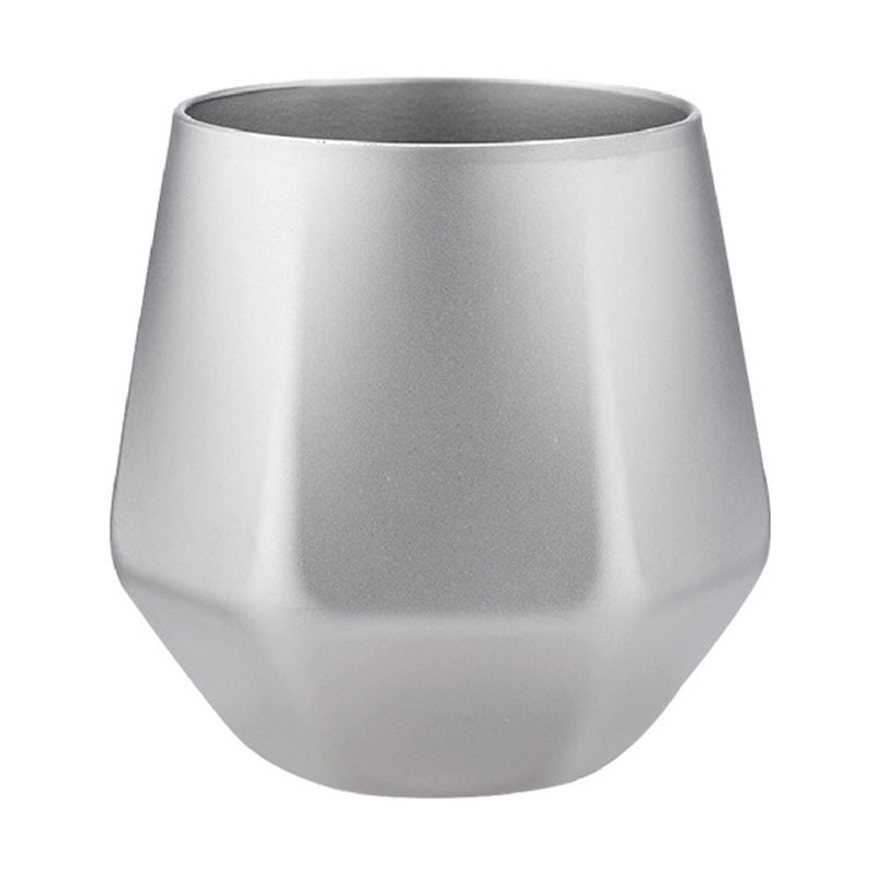 Sandblasted Finish Double-Walled Hexagonal Pure Titanium Mug - 250ml Insulated