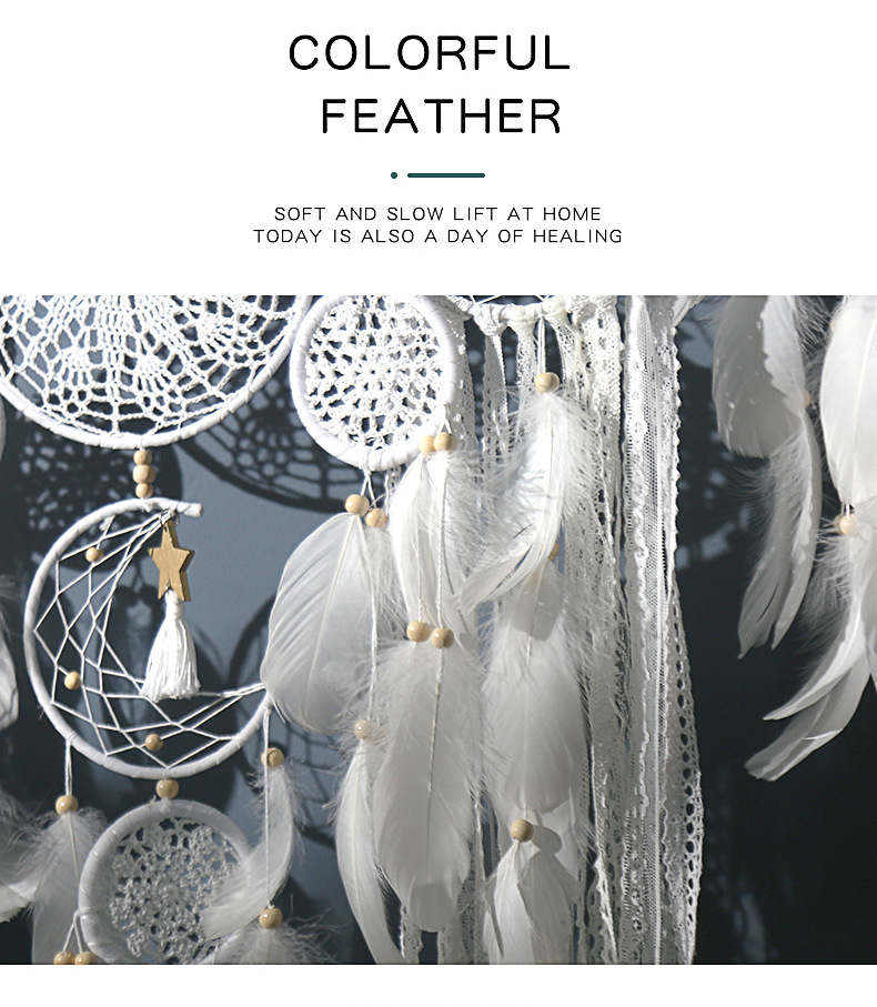 5-Piece Bohemian Handmade Dreamcatcher Wall Hanging Set (Pink) - Nordic Style view 4