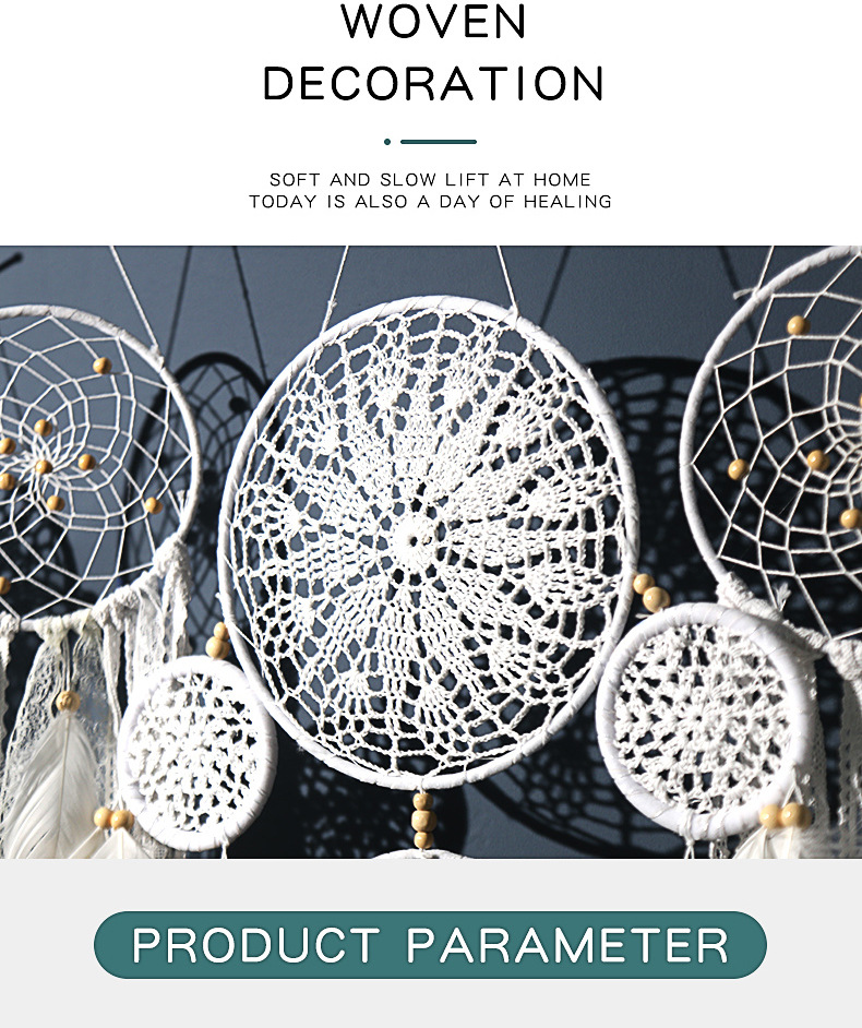 5-Piece Bohemian Handmade Dreamcatcher Wall Hanging Set (Grey) - Nordic Style view 5