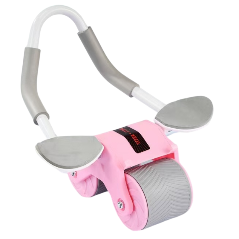 Pink Multifunctional Abdominal Roller with Automatic Rebound - Core Strength
