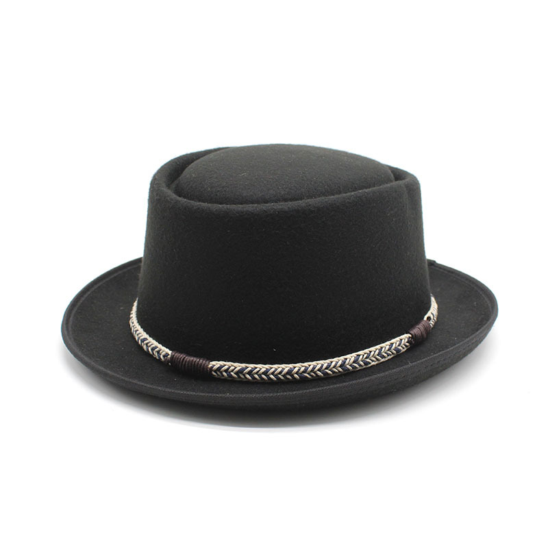 Black Unisex Stylish Pure Woolen Short-Brimmed Fedora - Classic British