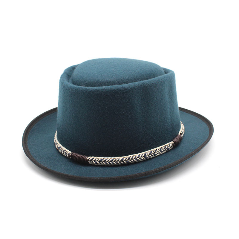 Peacock Blue Unisex Stylish Pure Woolen Short-Brimmed Fedora - Classic British