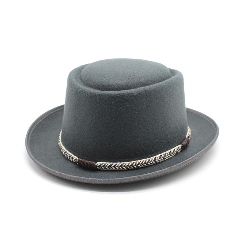 Grey Unisex Stylish Pure Woolen Short-Brimmed Fedora - Classic British