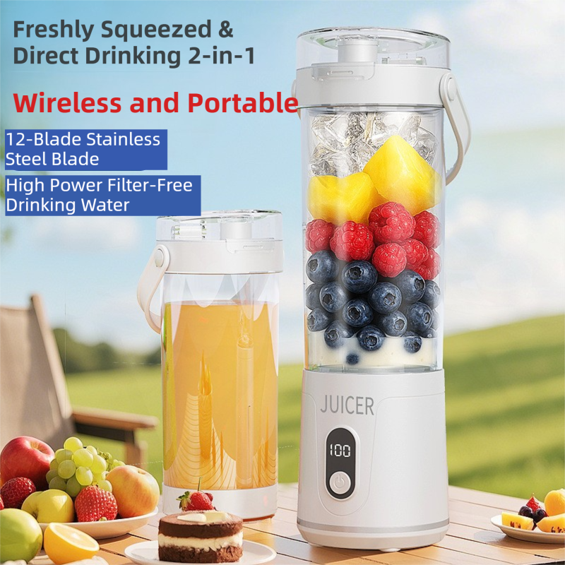White Portable 600ml Wireless Juicer Blender with 12-Leaf Blades - 20 view 2