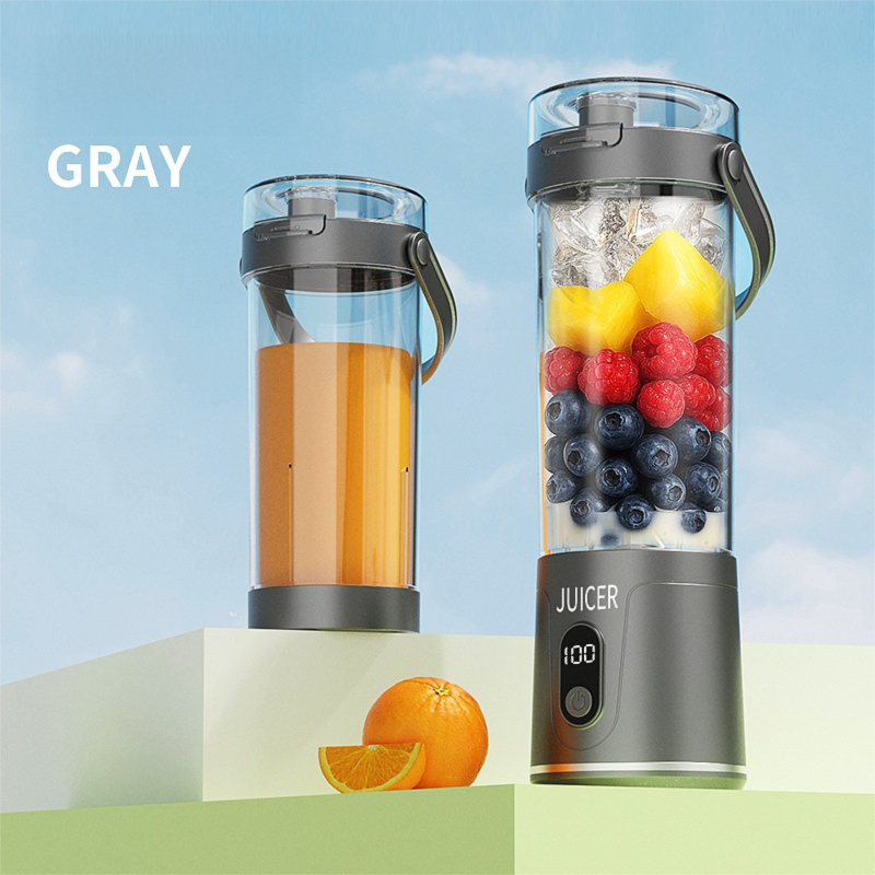 Gray Portable 600ml Wireless Juicer Blender with 12-Leaf Blades - 20