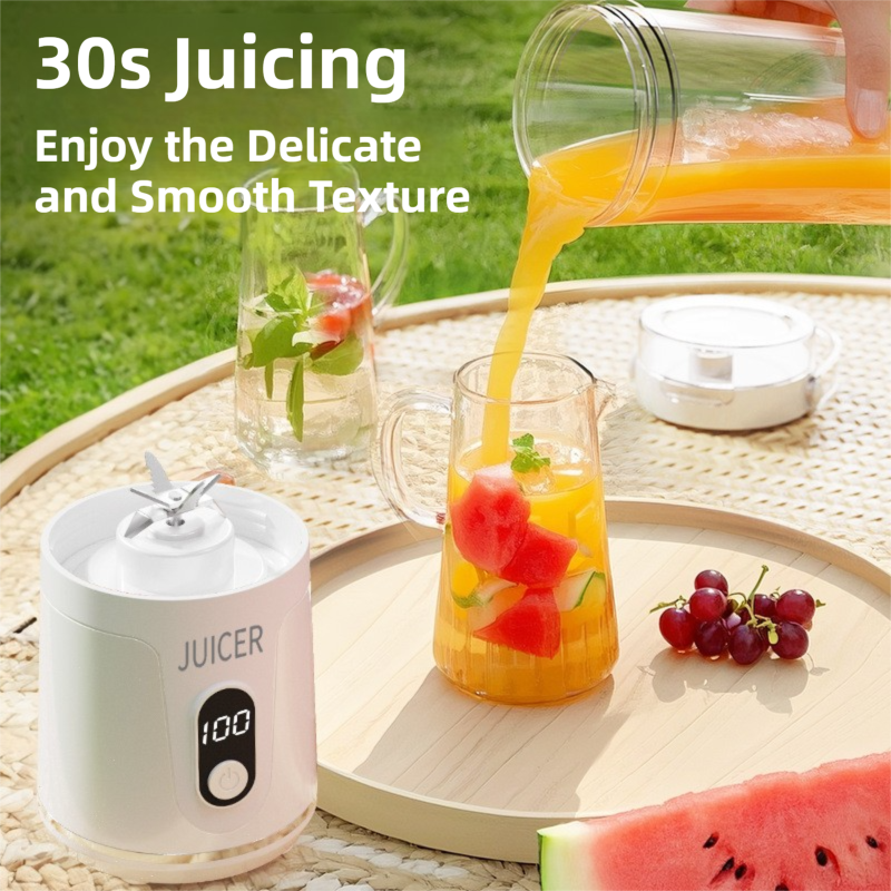 Gray Portable 600ml Wireless Juicer Blender with 12-Leaf Blades - 20 view 4