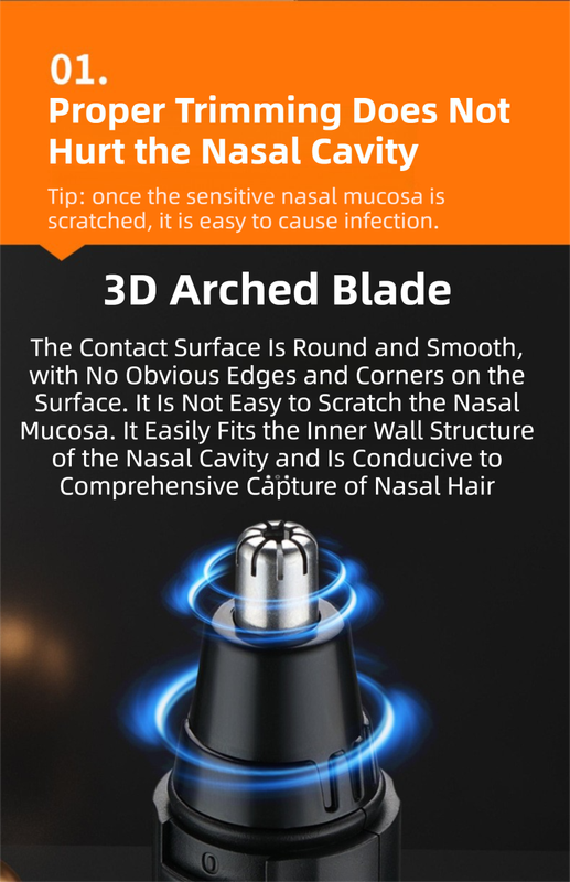 CX-D2 Blue Electric Nose Hair Trimmer(12x2.5CM) - High-Speed 360° Rotating Blade view 3