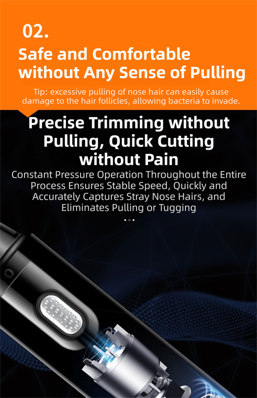 CX-D2 Blue Electric Nose Hair Trimmer(12x2.5CM) - High-Speed 360° Rotating Blade view 4