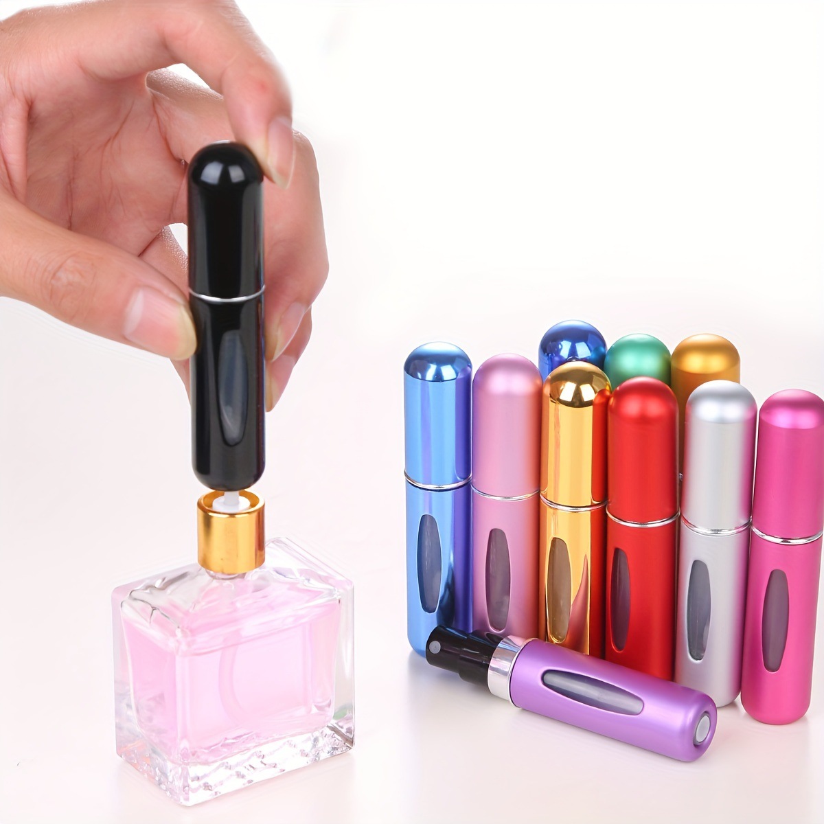 4PCS Blue Portable Perfume Atomizer Bottle(5ML) - Refillable Travel Scent Pump view 2