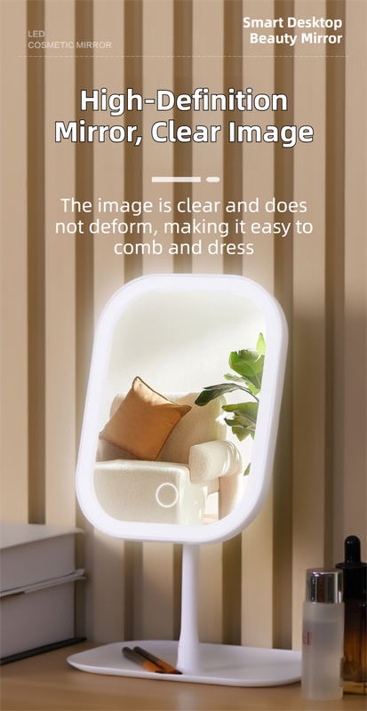 Portable LED Makeup Mirror with Integrated Fill Light & Storage Chassis view 2
