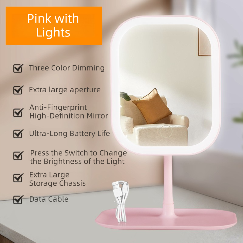 Portable LED Makeup Mirror with Integrated Fill Light & Storage Chassis