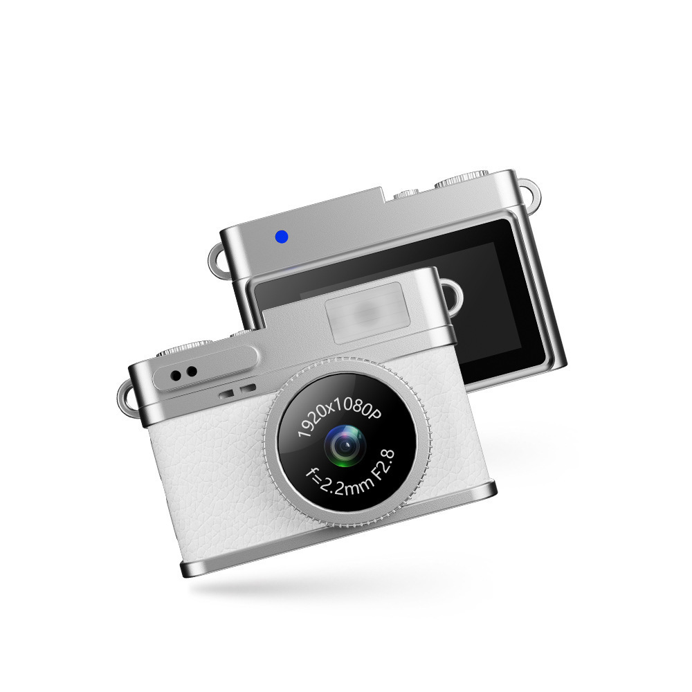 Retro Style Ultra-Mini Thumb Cam for Vlogging (White) - Portable Digital Photo