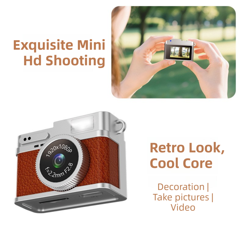 Retro Style Ultra-Mini Thumb Cam for Vlogging (White) - Portable Digital Photo view 4