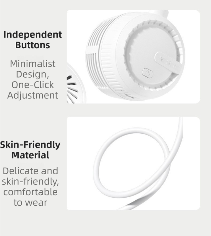 White Foldable Bladeless Neck Fan - Portable Turbine Fan with 3-Speed & 360° view 5