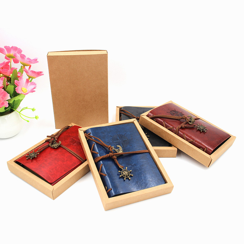 2-Pack A6 Nautical Vintage PU Leather Student Notebook - Pirate Style Strapped view 3