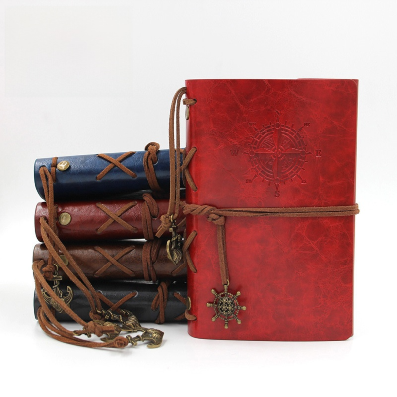2-Pack A6 Nautical Vintage PU Leather Student Notebook - Pirate Style Strapped view 2