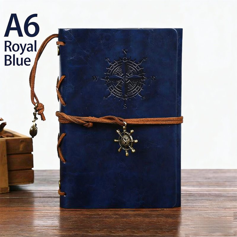 2-Pack A6 Nautical Vintage PU Leather Student Notebook - Pirate Style Strapped