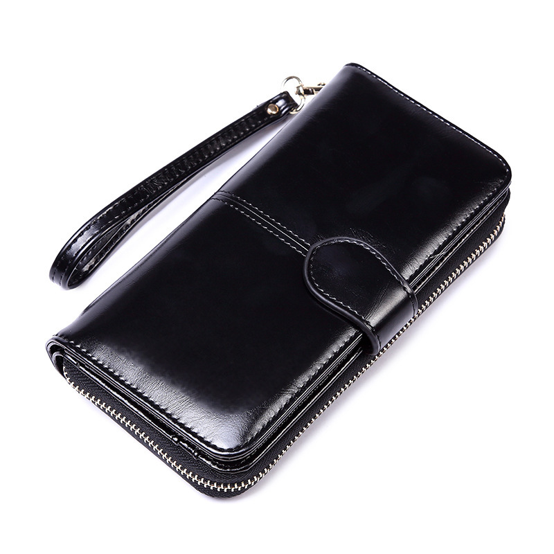 Black Women's Long Buckle Closure Wallet - PU Lether Large Capacity Multi-Slot
