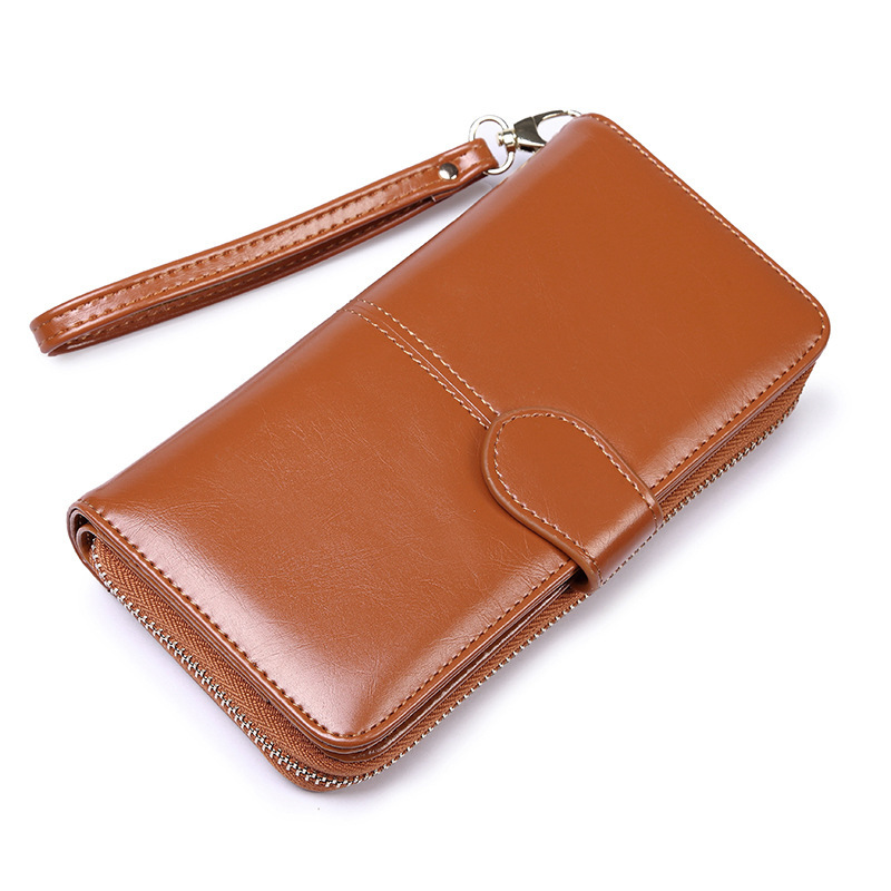 Brown Women's Long Buckle Closure Wallet - PU Lether Large Capacity Multi-Slot