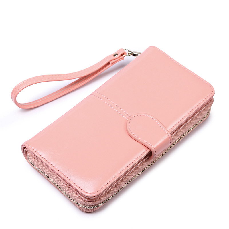 Pink Women's Long Buckle Closure Wallet - PU Lether Large Capacity Multi-Slot