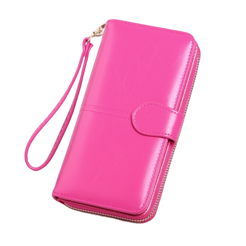 Rose Red Women's Long Buckle Closure Wallet - PU Lether Large Capacity