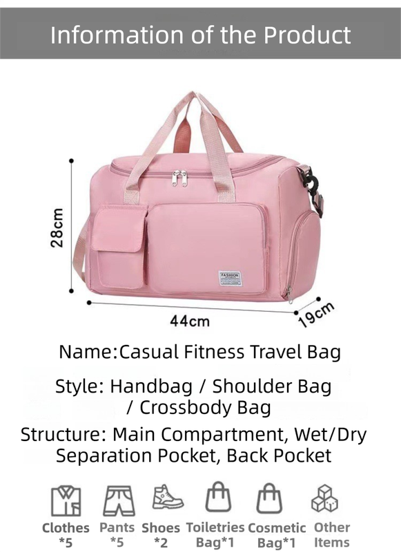 Grey Lightweight & Waterproof Sports Gym Bag with Separate Shoe Compartment view 2