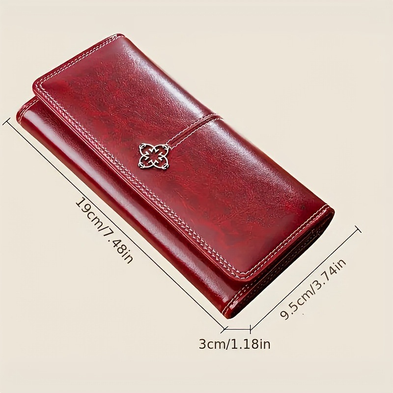 Black Women's Vintage Oil Wax Leather Long Wallet - Elegant Large Capacity view 4