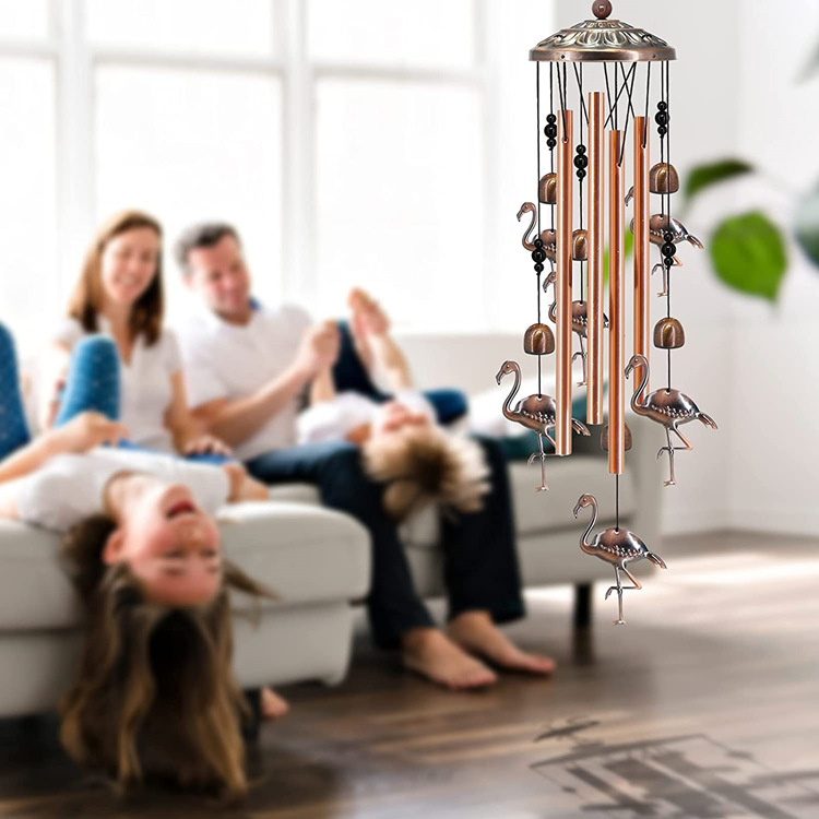 90cm Large Creative Owls Vintage Metal Tube Wind Chimes - Handcrafted Musical view 3