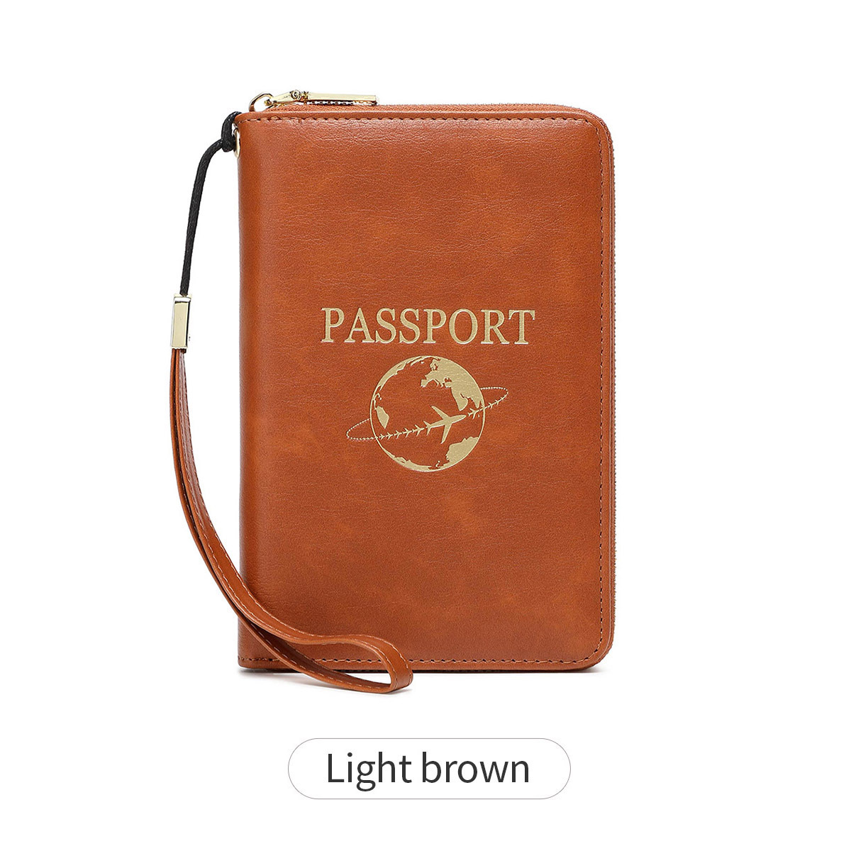 Light Brown RFID Blocking Travel Passport Holder - Multi-functional Waterproof