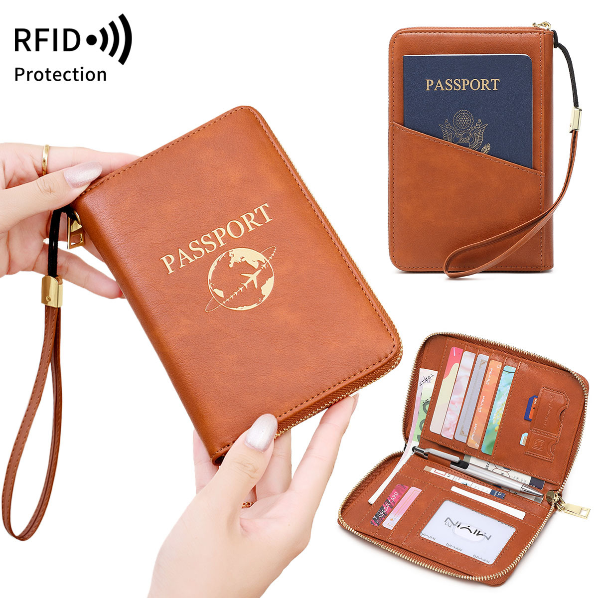 Peacock Blue RFID Blocking Travel Passport Holder - Multi-functional view 2