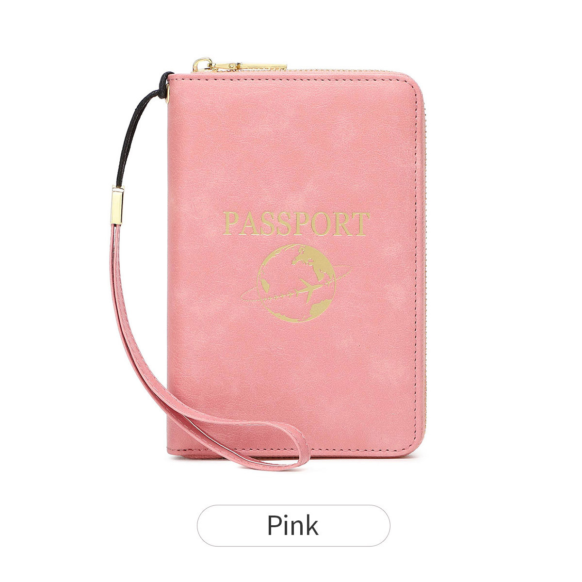 Pink RFID Blocking Travel Passport Holder - Multi-functional Waterproof PU