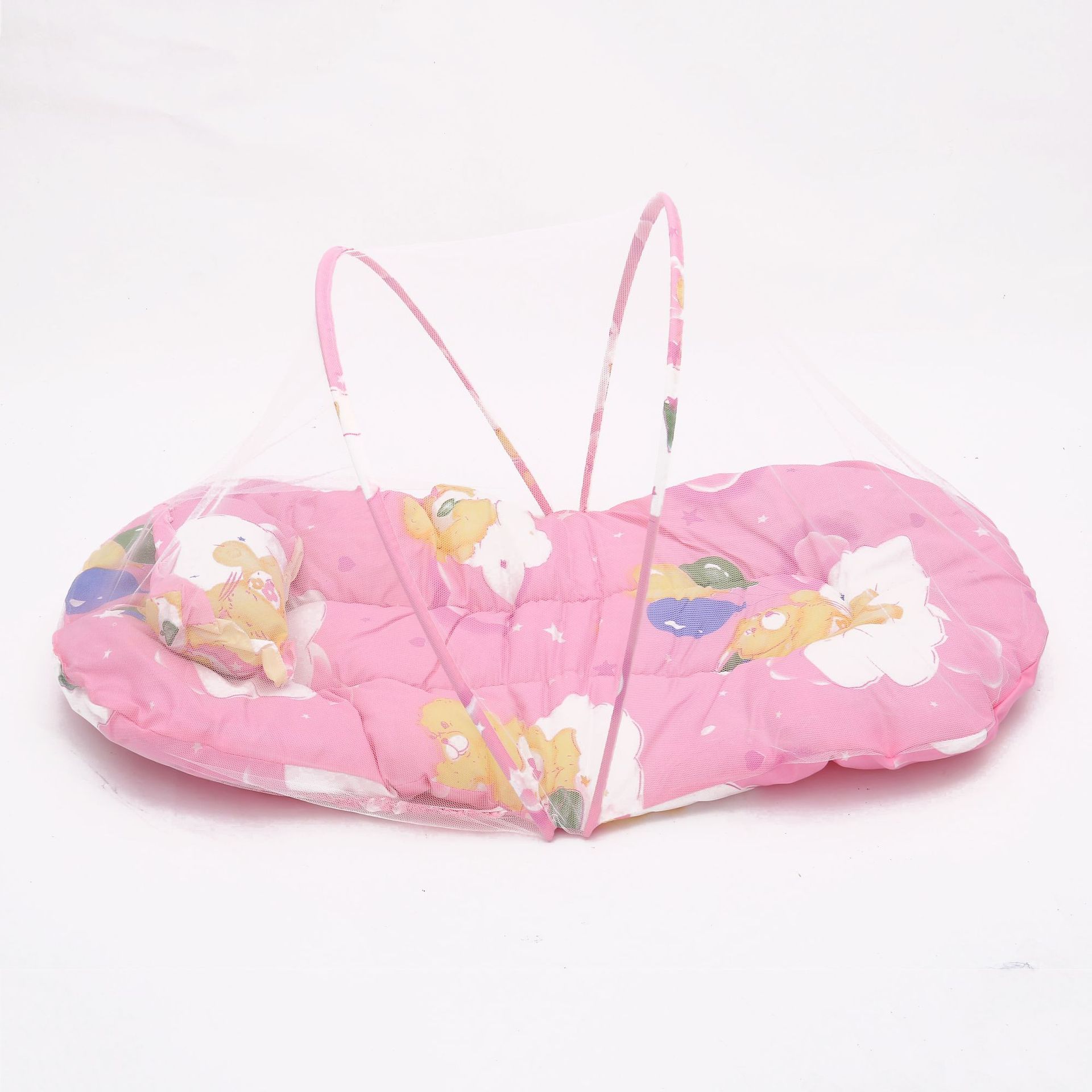 Pink Portable 3-in-1 Mosquito Net Set with Soft Sleep Pad & Pillow - Foldable view 3