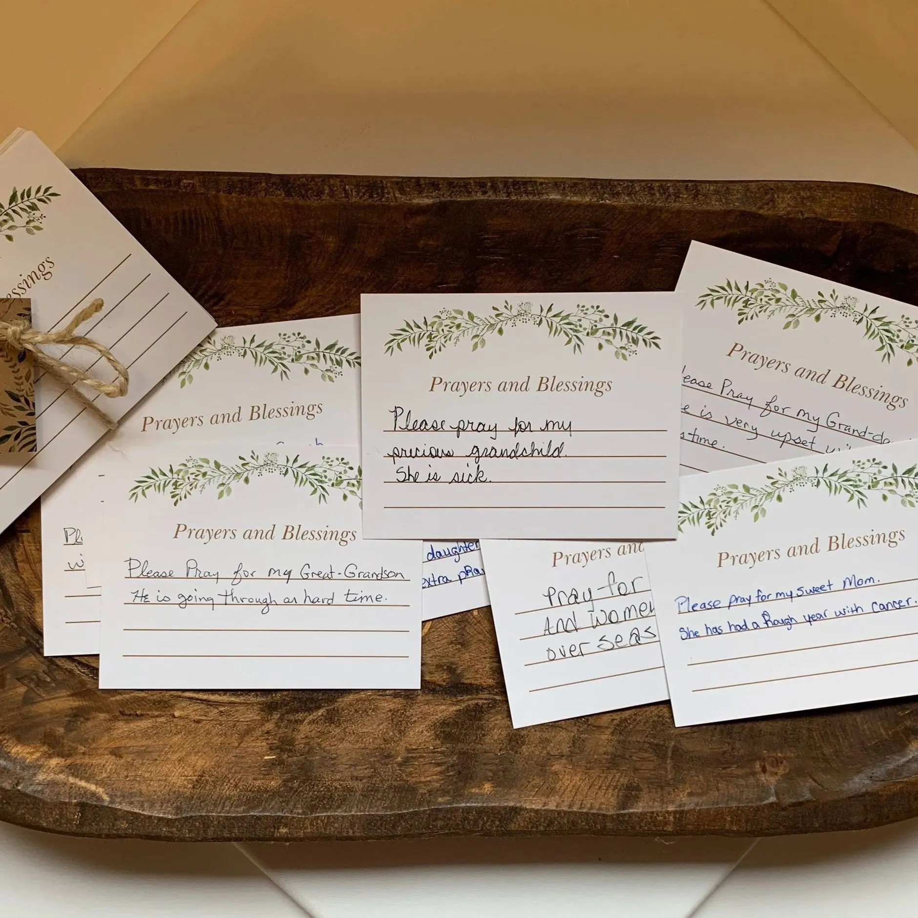 Solid Pine Wood Heart Prayer Bowl with 48 Prayer Cards - Handcrafted Gift for view 3