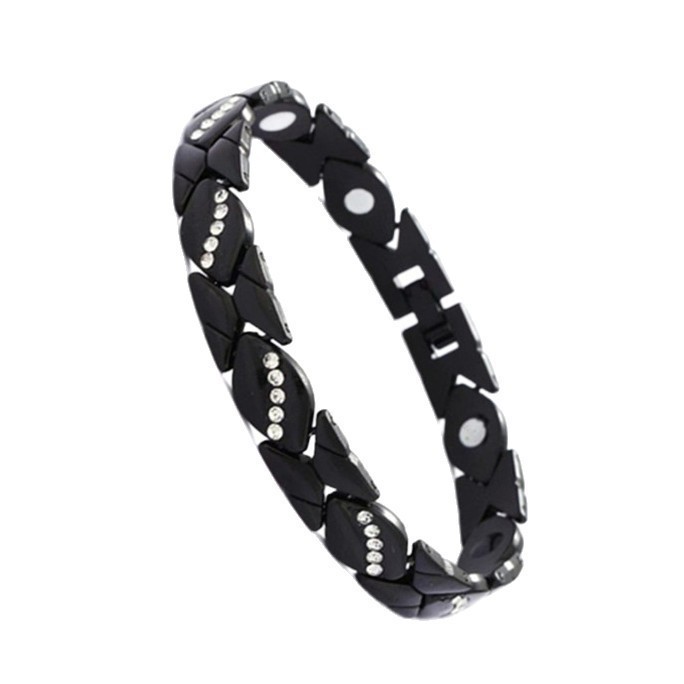 Leaf Magnetic Therapy Bracelet with Rhinestones - Geometric Stylish Wristband